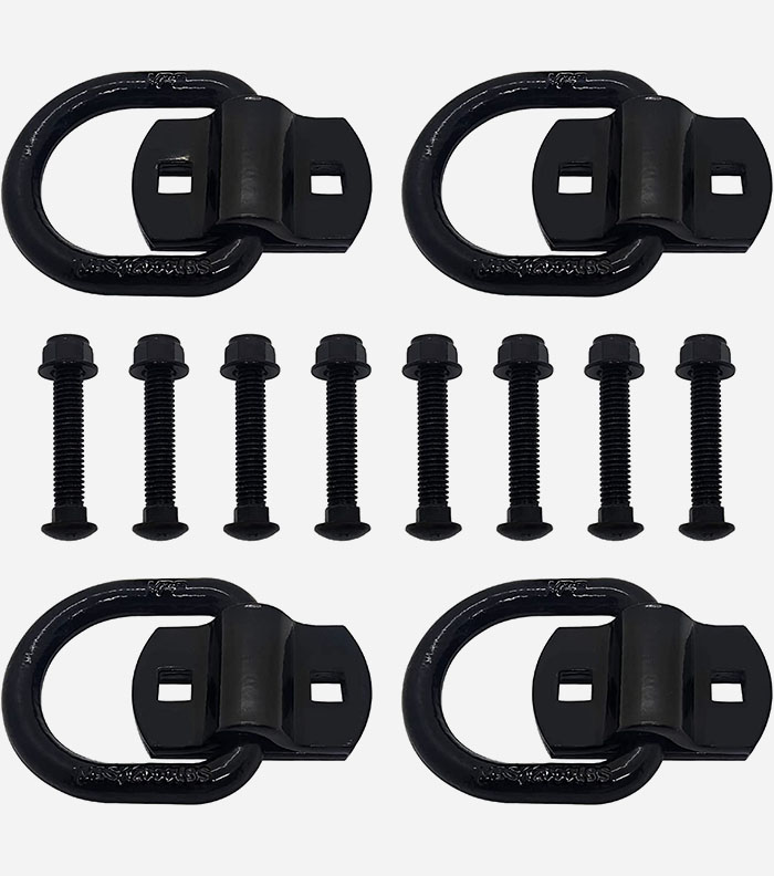 4PCS Heavy Duty Bolt-On Forged D Ring Black