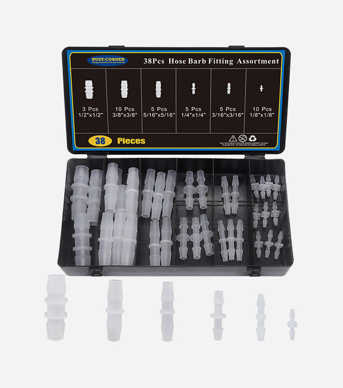 Hose Barb Fitting Assortment 38PCS