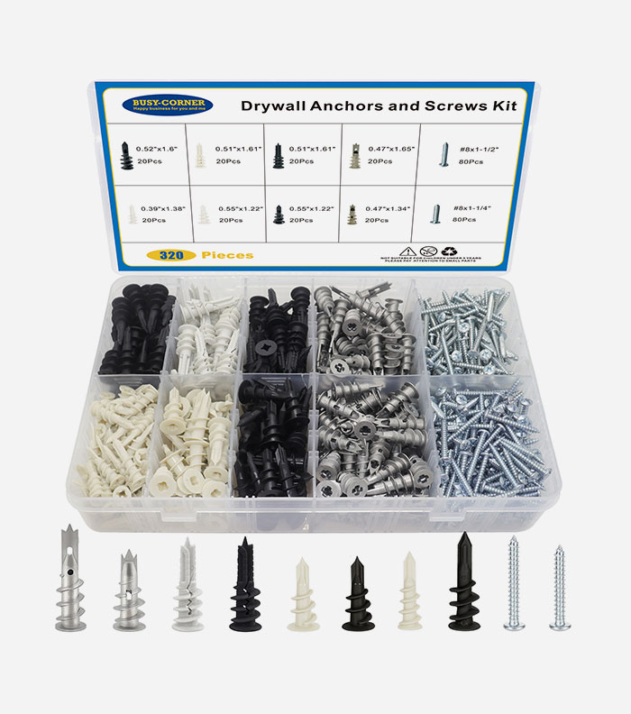 Drywall Anchors and Screws Kit 320PCS