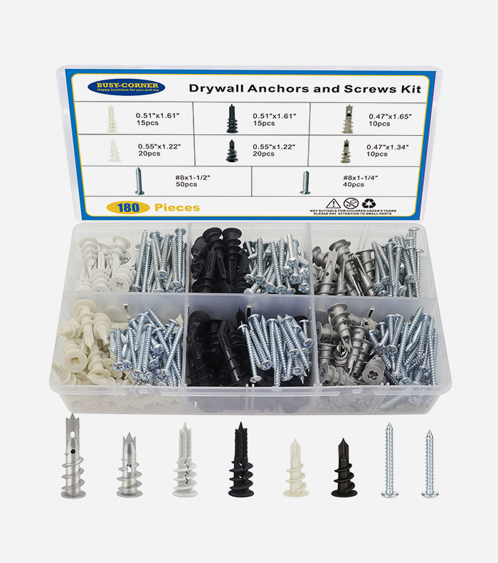 Drywall Anchors and Screws Kit 180PCS