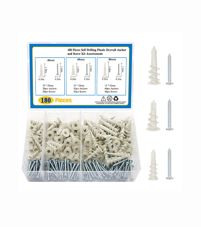 Drywall Anchor and Screw Kit 180PCS