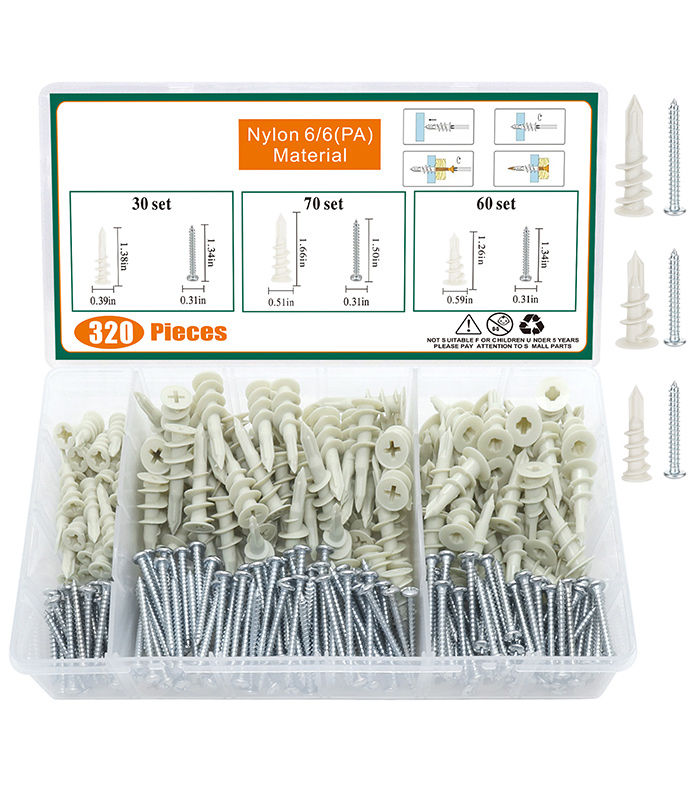 Drywall Anchor and Screw Kit 320PCS