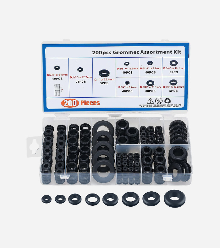 200PC Hollow Rubber Grommet