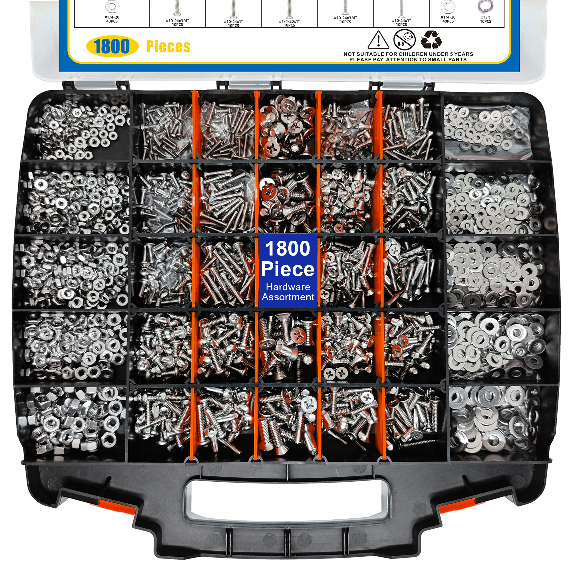 Stainless Steel Screw with Nut Combination 1800PCS